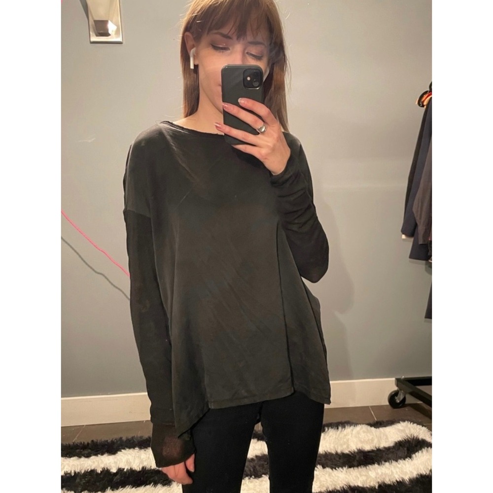 Vince Black Silk & Wool Mixed Media V-Neck Oversized Top Sz S Capsule Designer